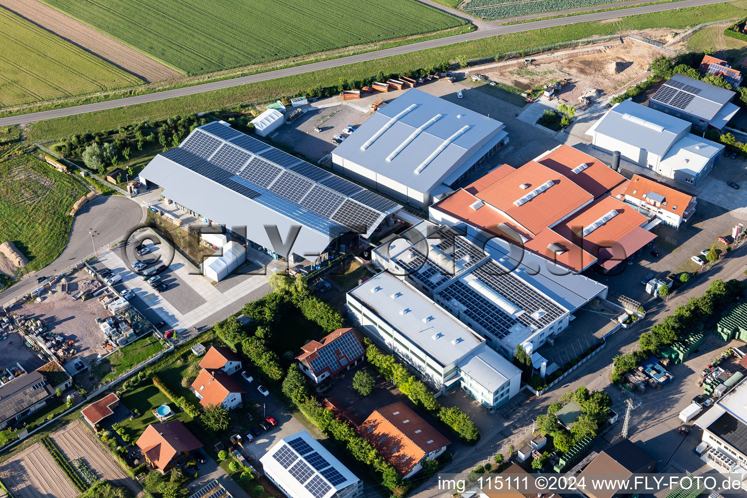 Im Gereut industrial estate, HGGS LaserCUT GmbH & Co. KG in Hatzenbühl in the state Rhineland-Palatinate, Germany seen from above