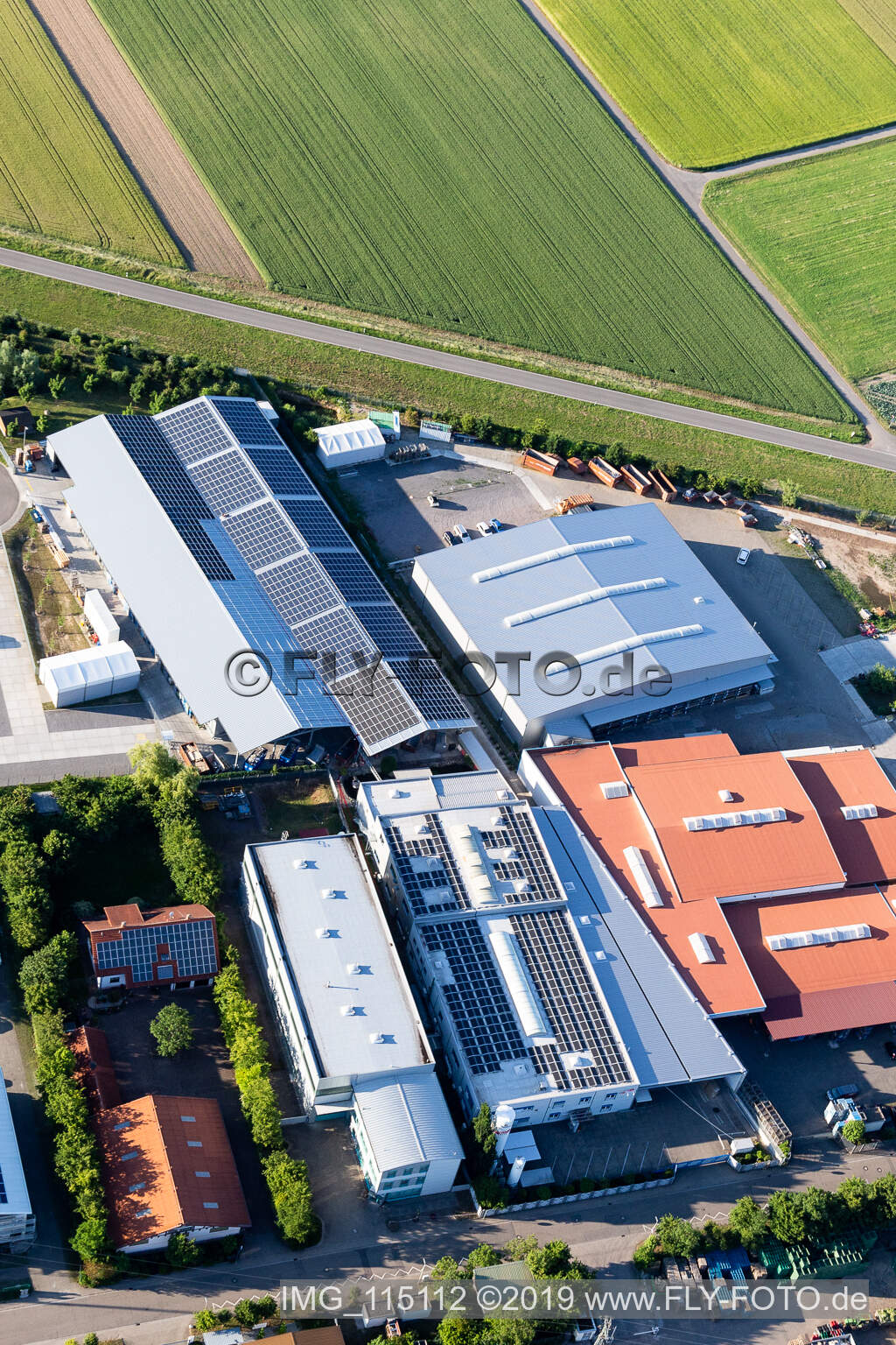 Commercial area Im Gereut, HGGS LaserCUT GmbH & Co. KG in Hatzenbühl in the state Rhineland-Palatinate, Germany from the plane
