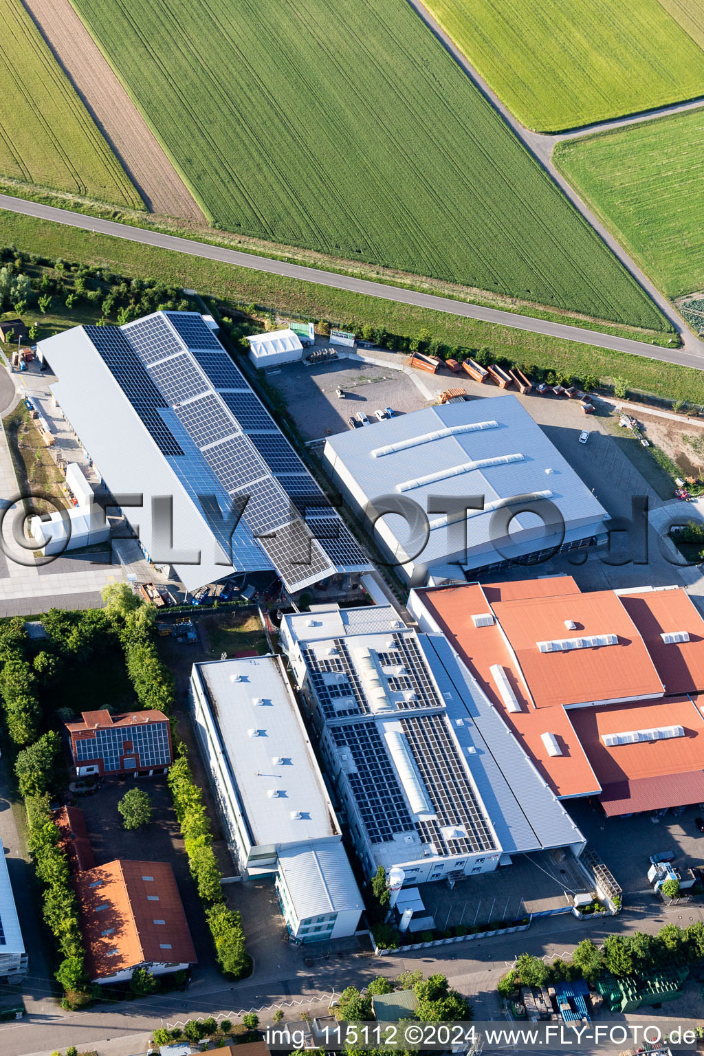 Im Gereut industrial estate, HGGS LaserCUT GmbH & Co. KG in Hatzenbühl in the state Rhineland-Palatinate, Germany from the plane