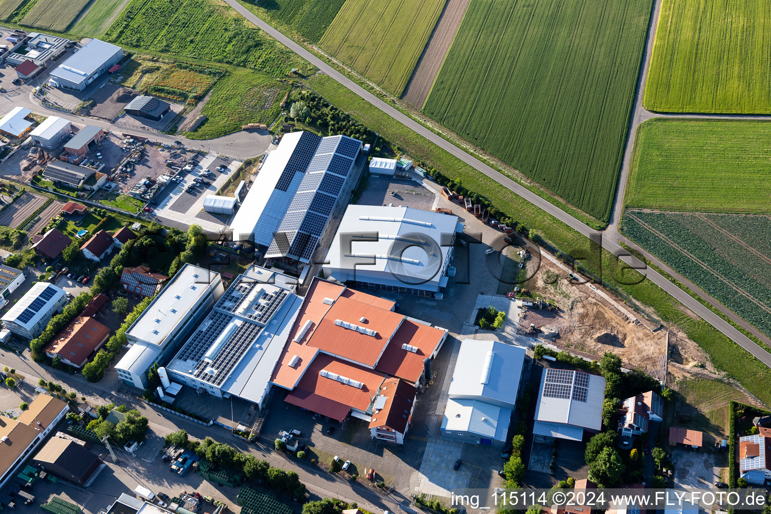 Im Gereut industrial estate, HGGS LaserCUT GmbH & Co. KG in Hatzenbühl in the state Rhineland-Palatinate, Germany viewn from the air