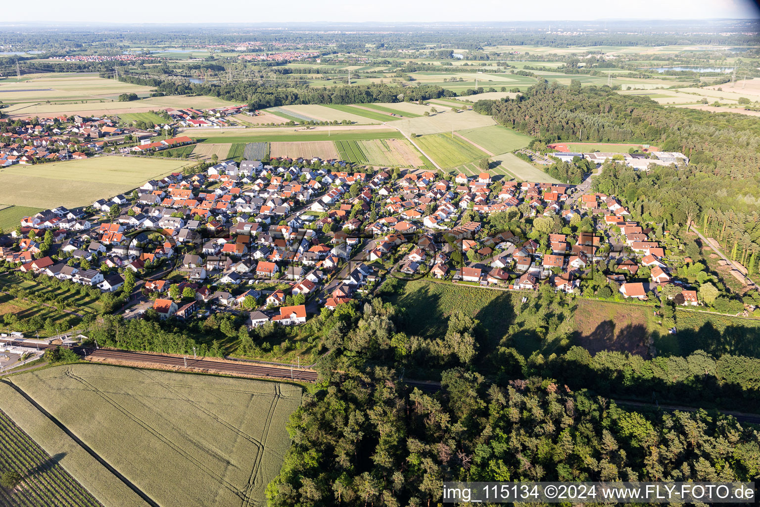 Drone image of Rheinzabern in the state Rhineland-Palatinate, Germany