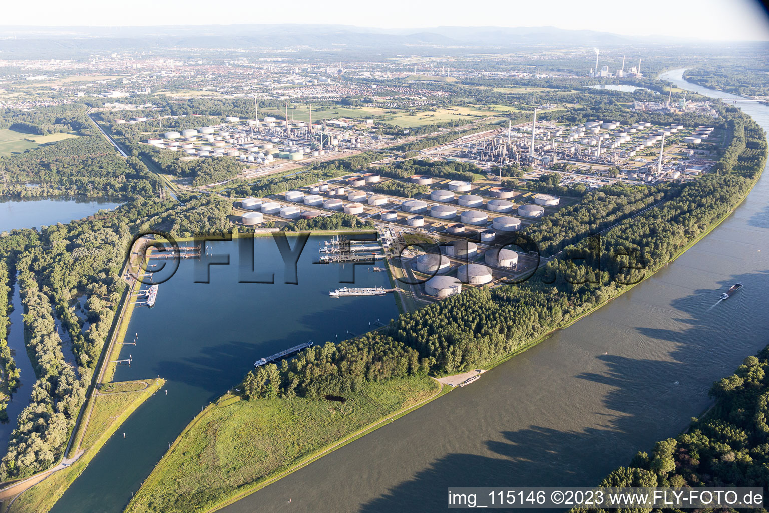 Oil port in the district Knielingen in Karlsruhe in the state Baden-Wuerttemberg, Germany