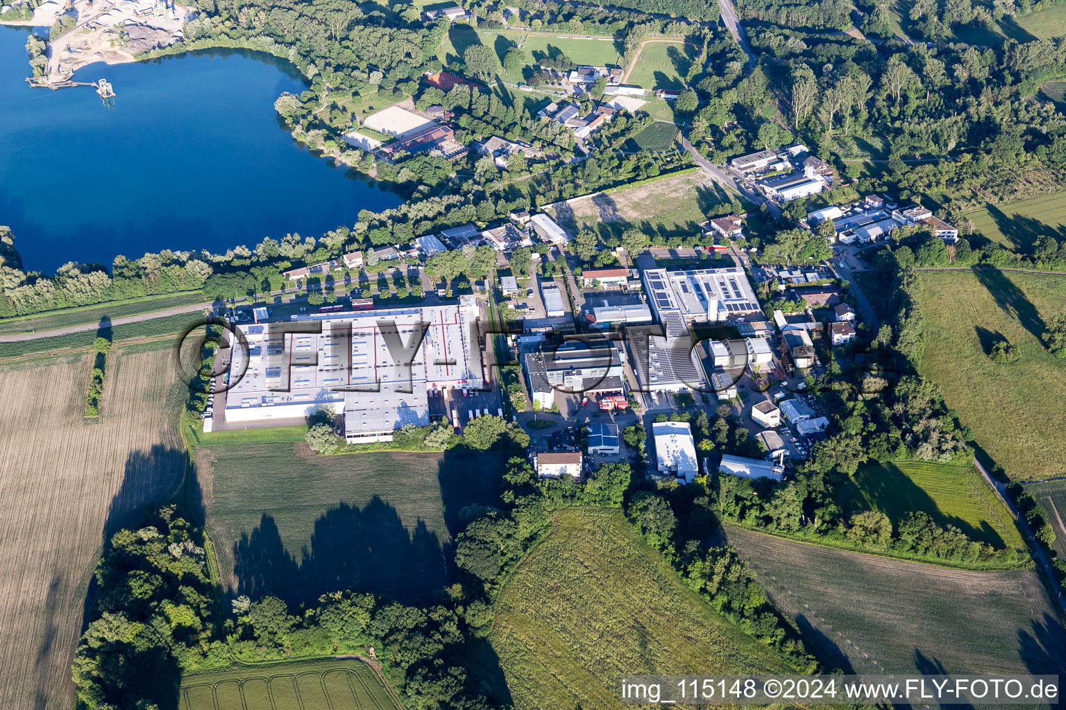 Drone image of District Neureut in Karlsruhe in the state Baden-Wuerttemberg, Germany