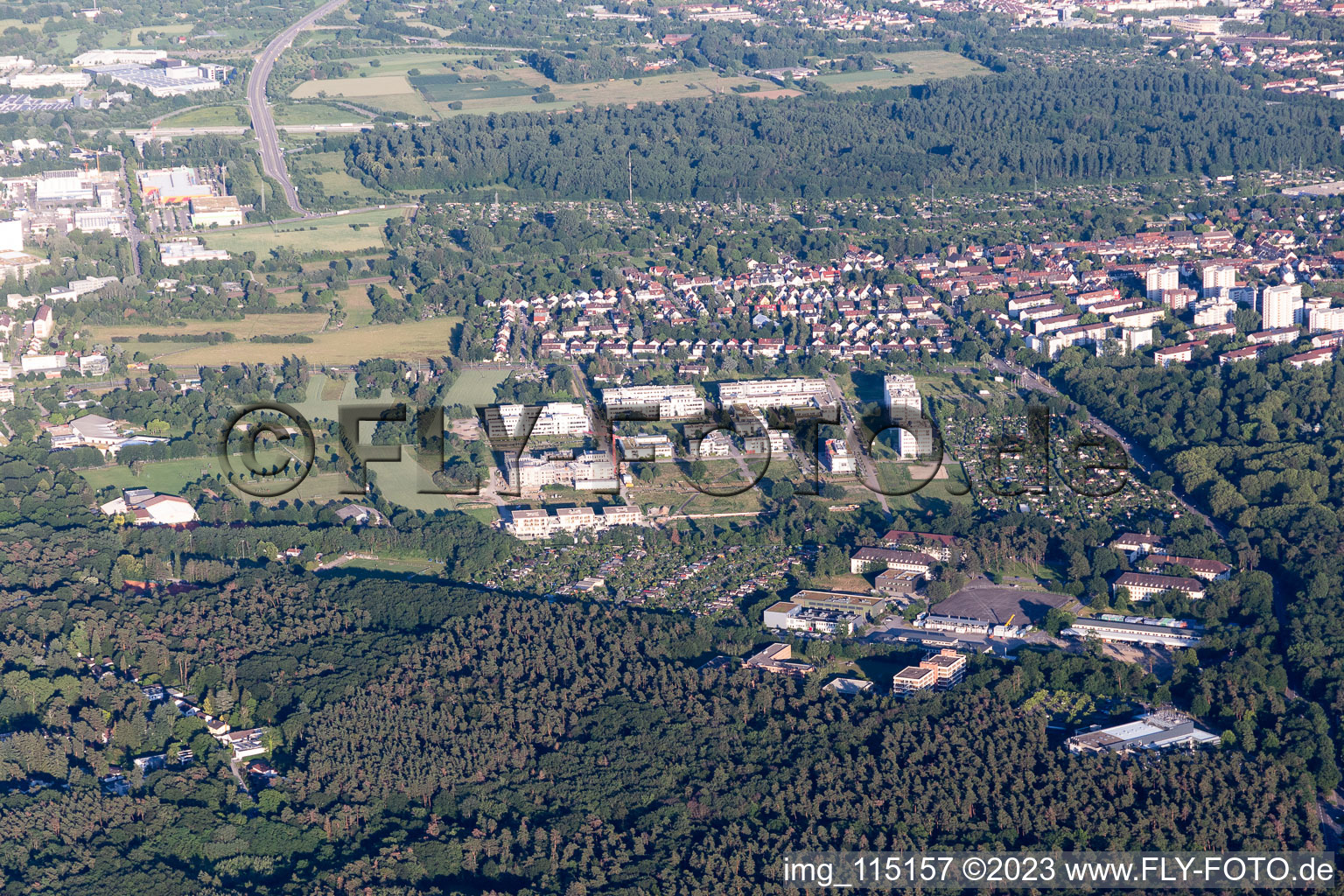 District Rintheim in Karlsruhe in the state Baden-Wuerttemberg, Germany from a drone