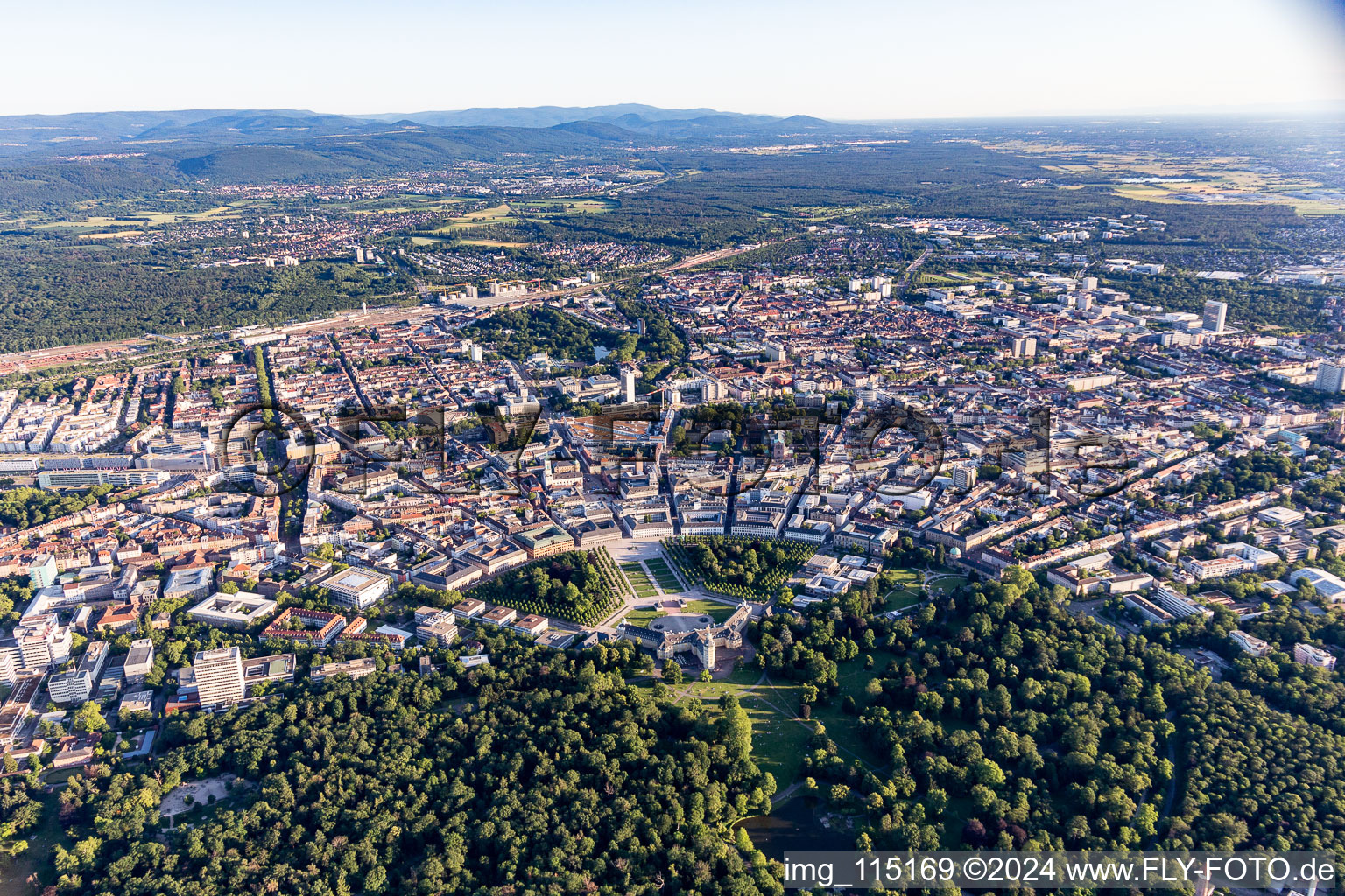 District Innenstadt-West in Karlsruhe in the state Baden-Wuerttemberg, Germany seen from above