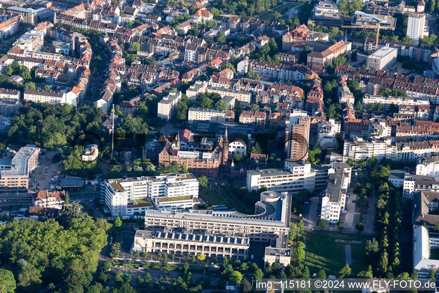 Höpfner Castle Courtyard in the district Oststadt in Karlsruhe in the state Baden-Wuerttemberg, Germany