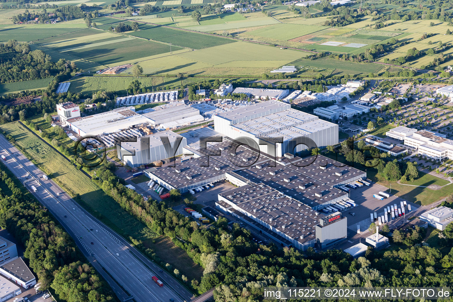 Aerial view of Robert Bosch in the district Durlach in Karlsruhe in the state Baden-Wuerttemberg, Germany