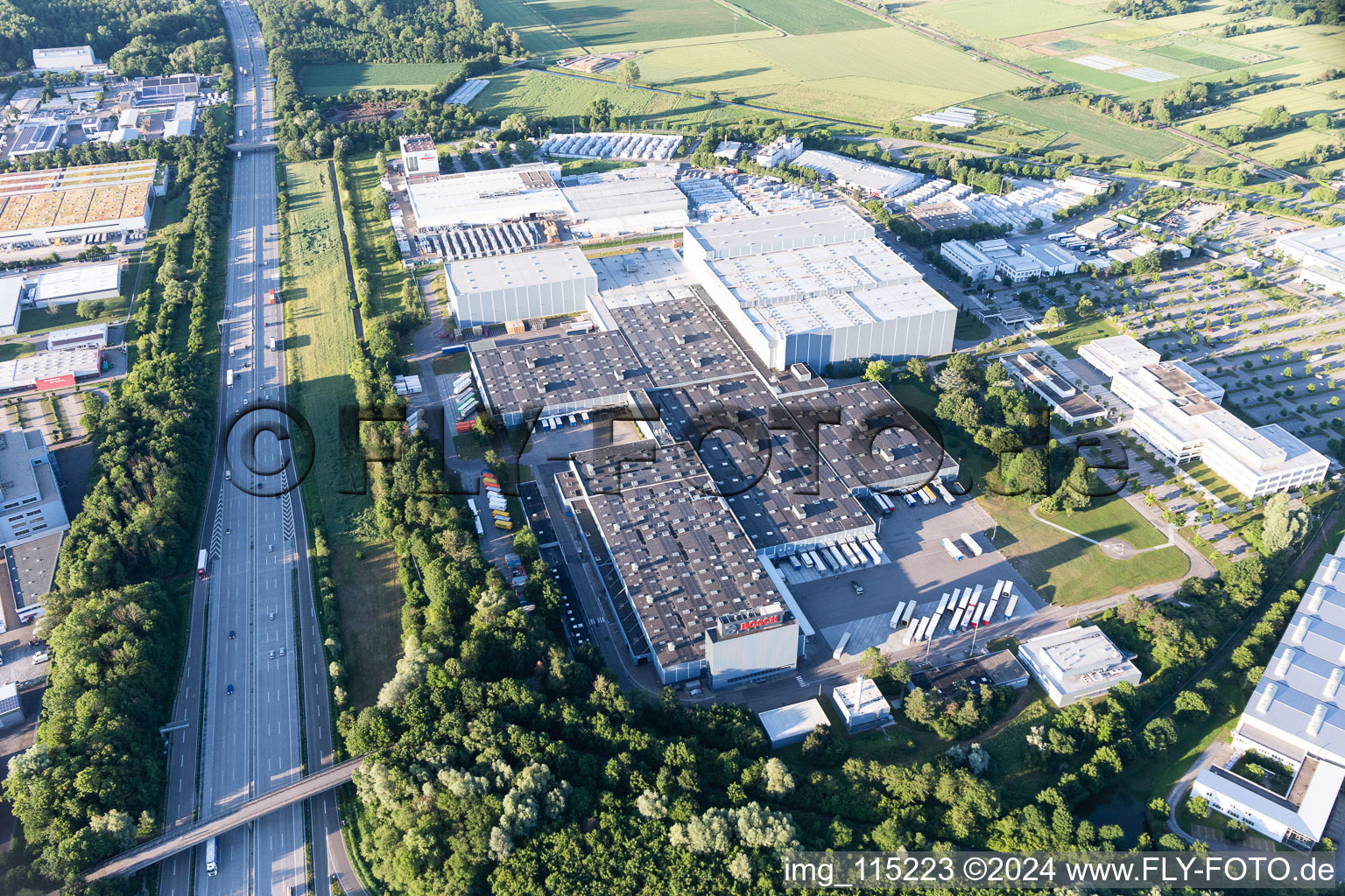 Aerial photograpy of Robert Bosch in the district Durlach in Karlsruhe in the state Baden-Wuerttemberg, Germany