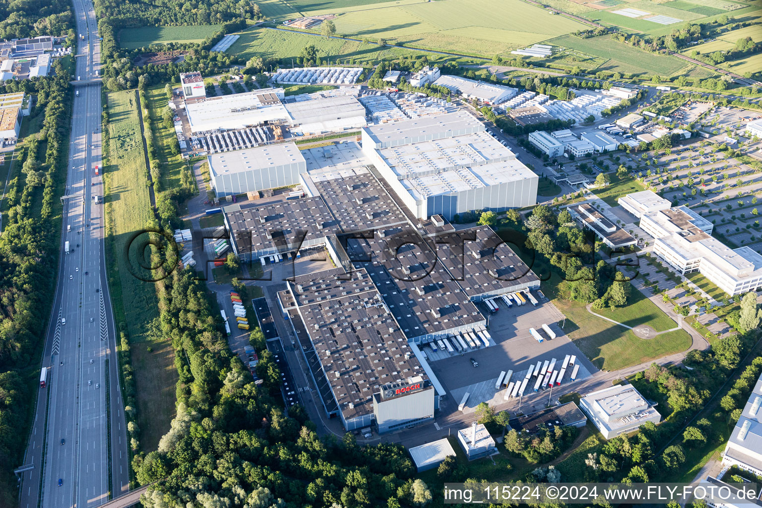 Oblique view of Robert Bosch in the district Durlach in Karlsruhe in the state Baden-Wuerttemberg, Germany