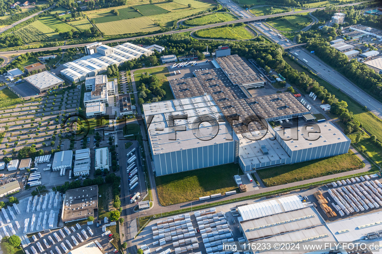 Robert Bosch in the district Durlach in Karlsruhe in the state Baden-Wuerttemberg, Germany from above