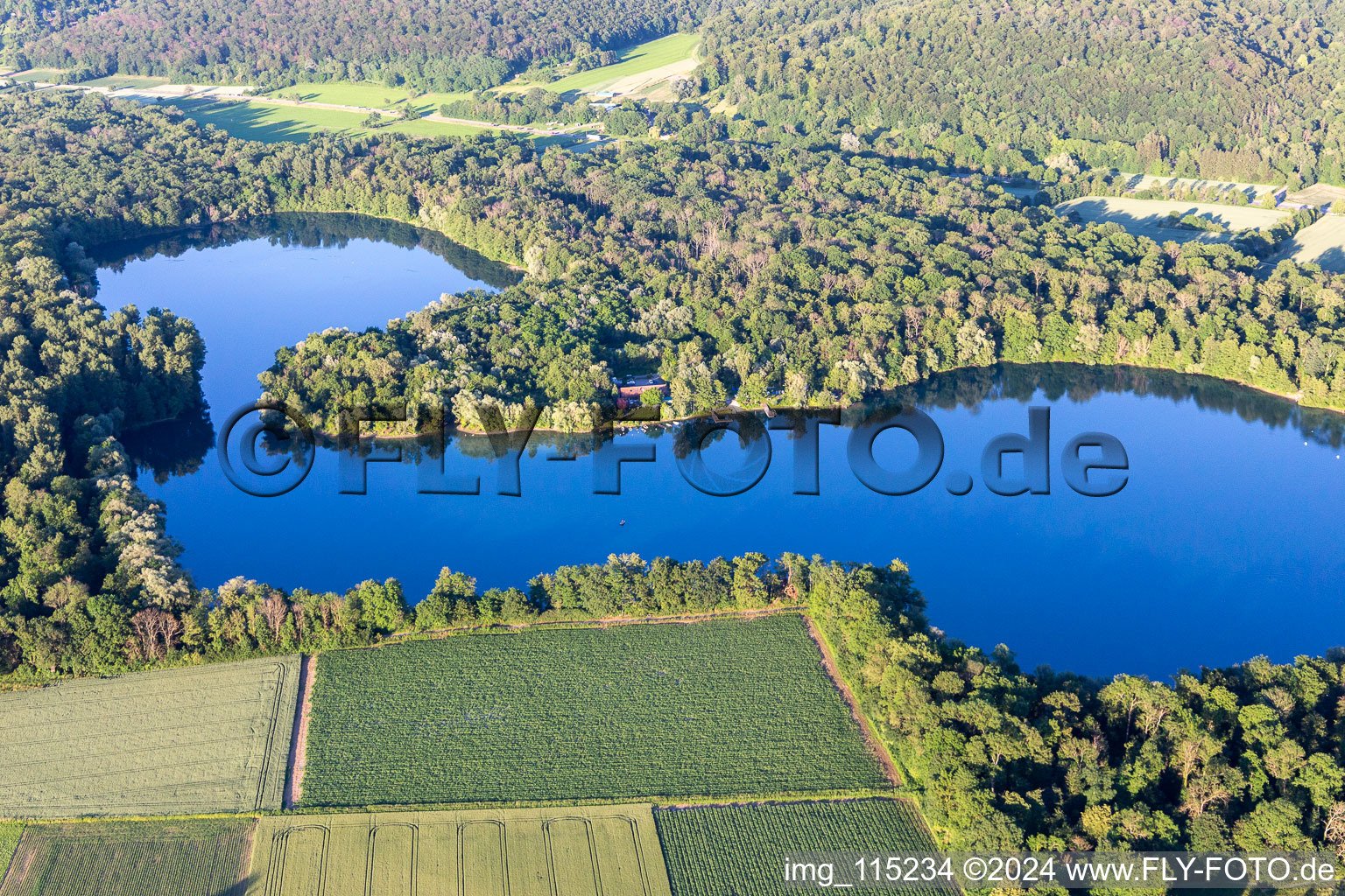 Quarry lake in the district Grötzingen in Karlsruhe in the state Baden-Wuerttemberg, Germany