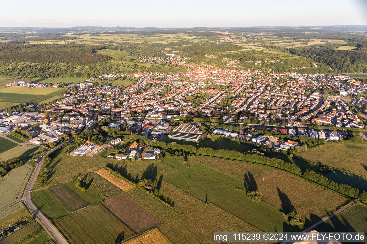 Weingarten in the state Baden-Wuerttemberg, Germany seen from above