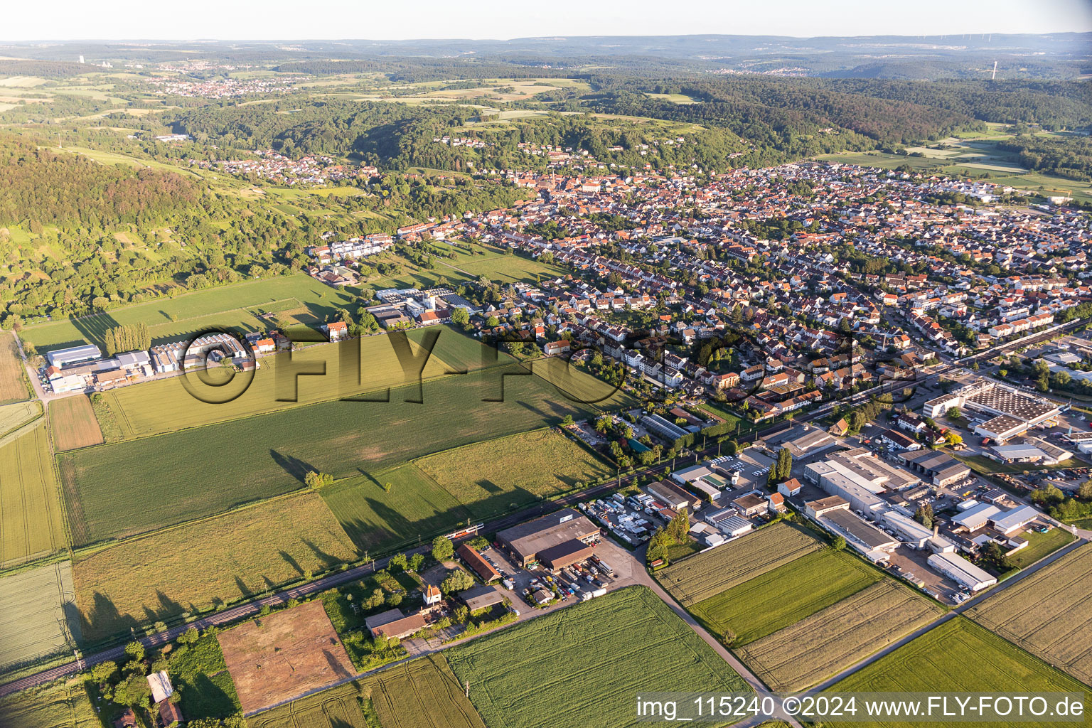 Weingarten in the state Baden-Wuerttemberg, Germany from the plane