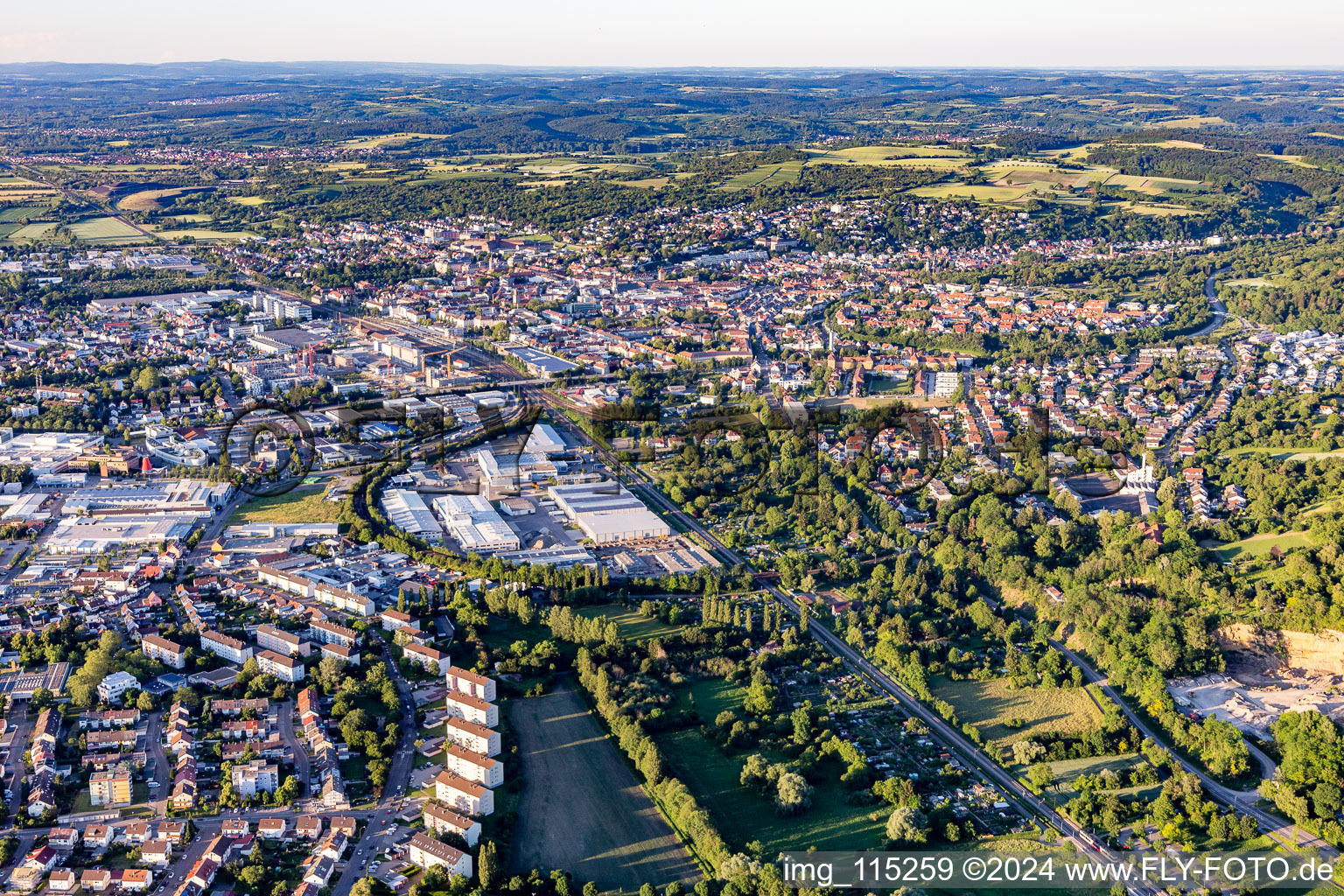 City area with outside districts and inner city area in Bruchsal in the state Baden-Wurttemberg, Germany