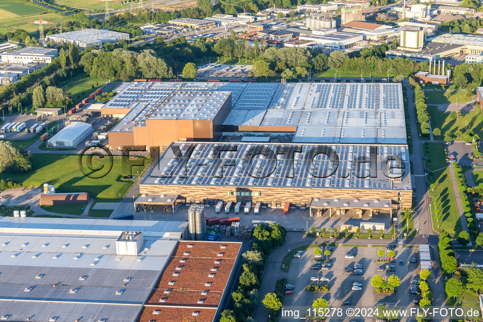 Aerial photograpy of John Deere factory in Bruchsal in the state Baden-Wuerttemberg, Germany