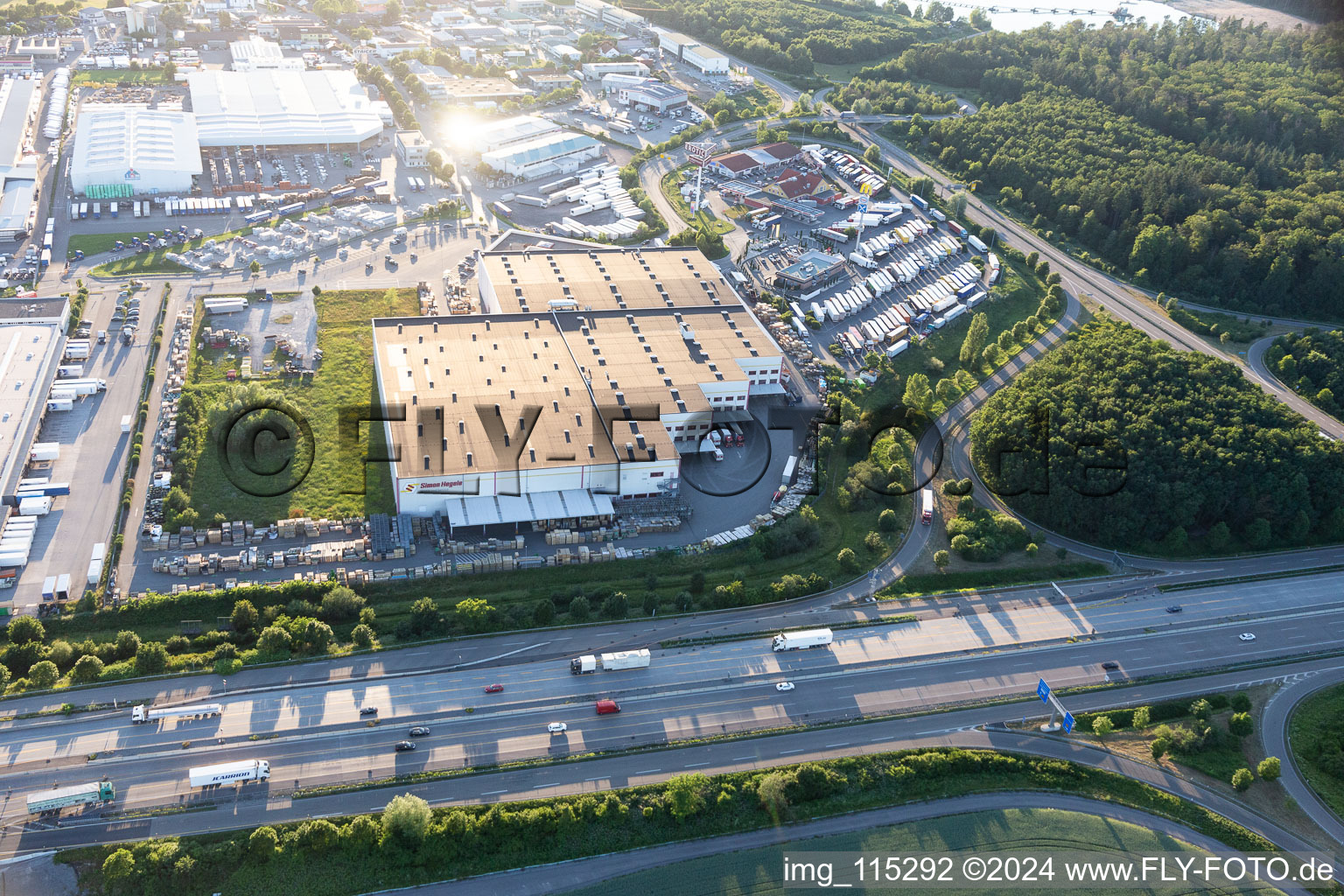 Building complex and grounds of the logistics center von Simon Hegele Gesellschaft fuer Logistik and Service mbH in Karlsdorf-Neuthard in the state Baden-Wurttemberg, Germany