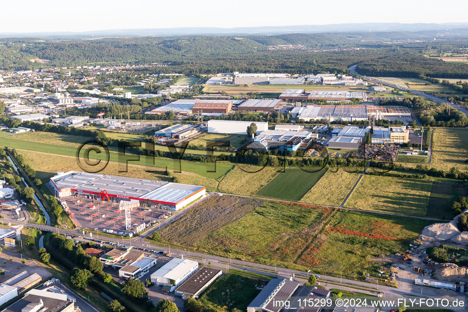 Aerial view of Bauhaus in Bruchsal in the state Baden-Wuerttemberg, Germany