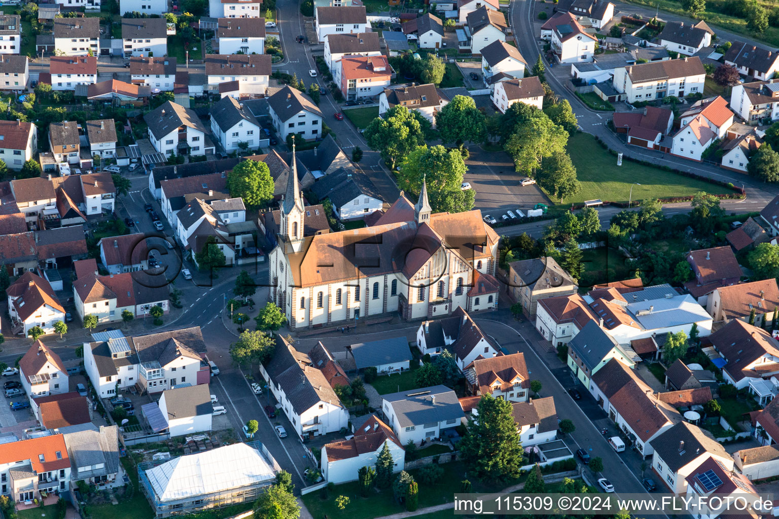 Church building of St. Jakobus Church in Karlsdorf in the state Baden-Wurttemberg, Germany