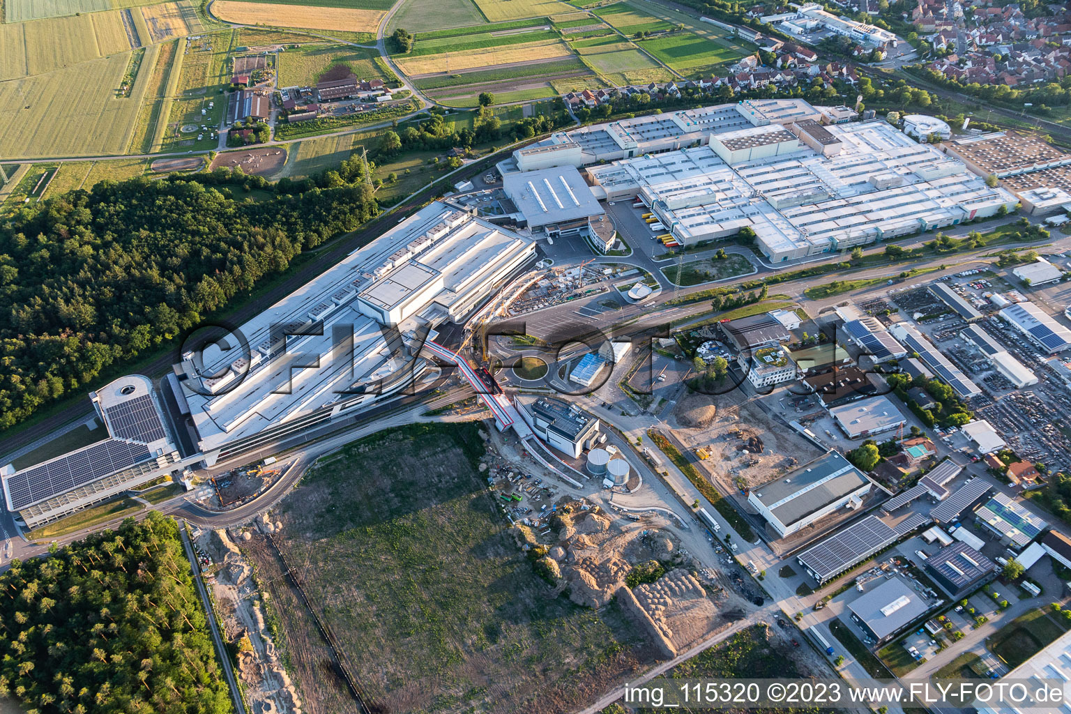 SEW Eurodrive in the district Graben in Graben-Neudorf in the state Baden-Wuerttemberg, Germany seen from above