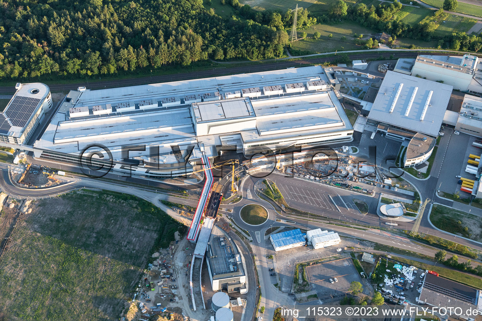 Bird's eye view of SEW-Eurodrive in the district Graben in Graben-Neudorf in the state Baden-Wuerttemberg, Germany