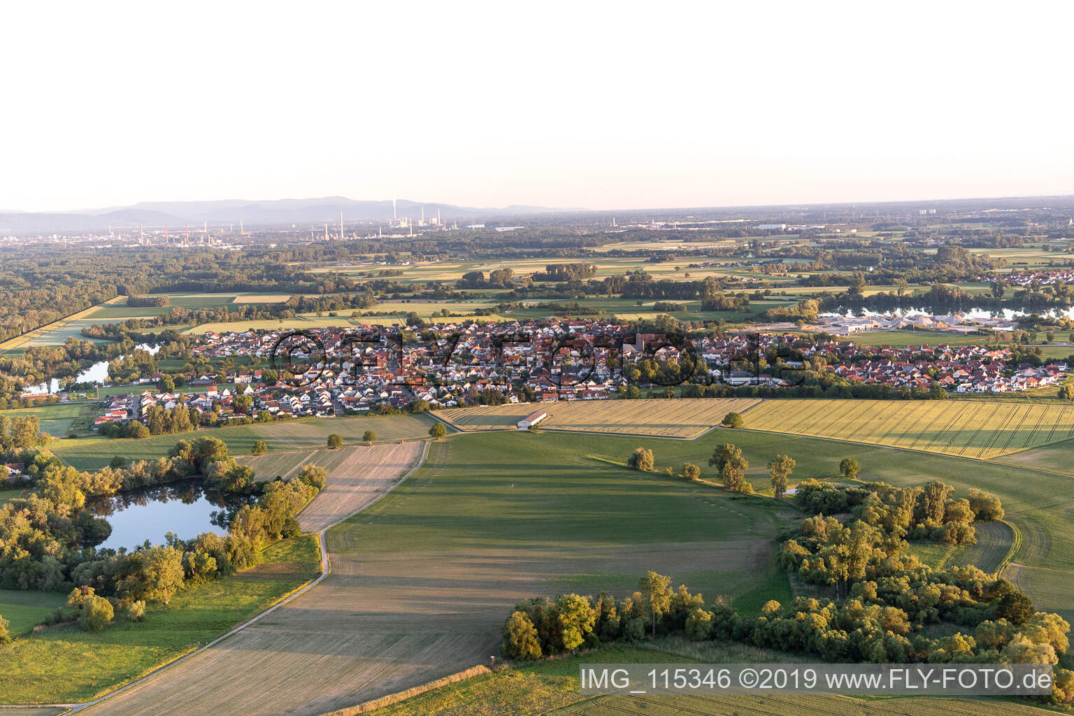 Leimersheim in the state Rhineland-Palatinate, Germany from the drone perspective