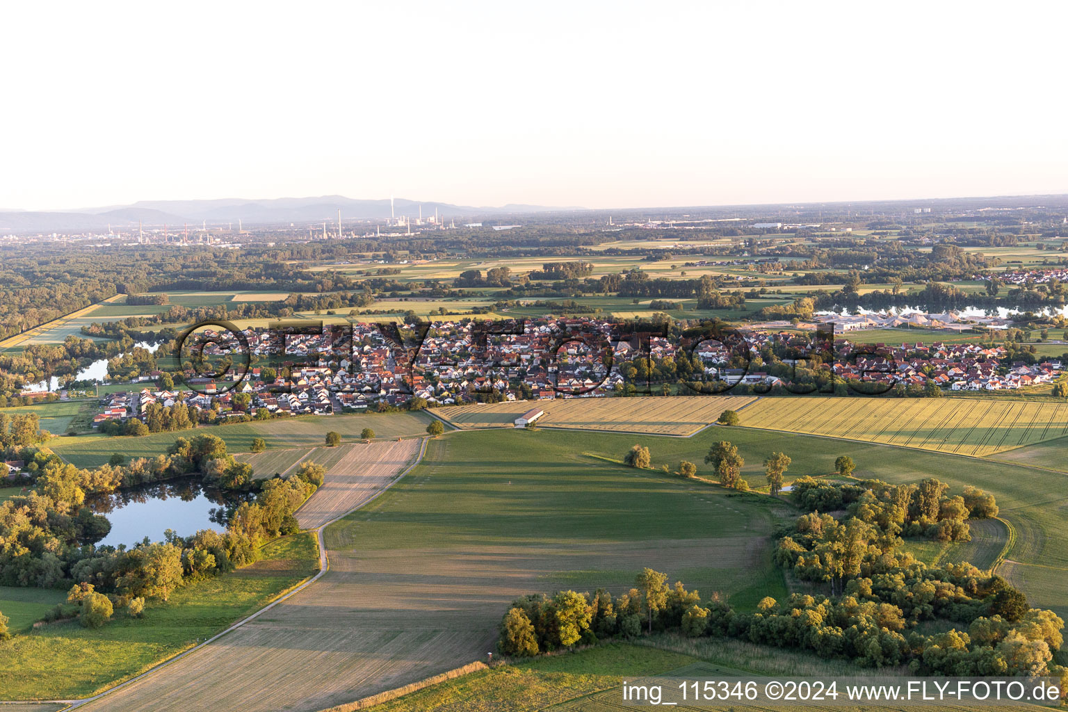 Leimersheim in the state Rhineland-Palatinate, Germany from the drone perspective