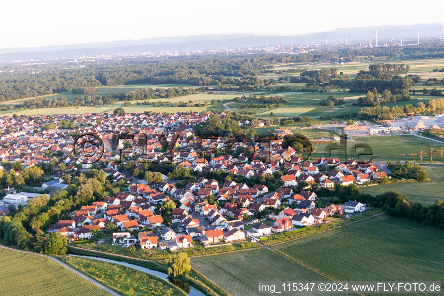 Leimersheim in the state Rhineland-Palatinate, Germany from a drone