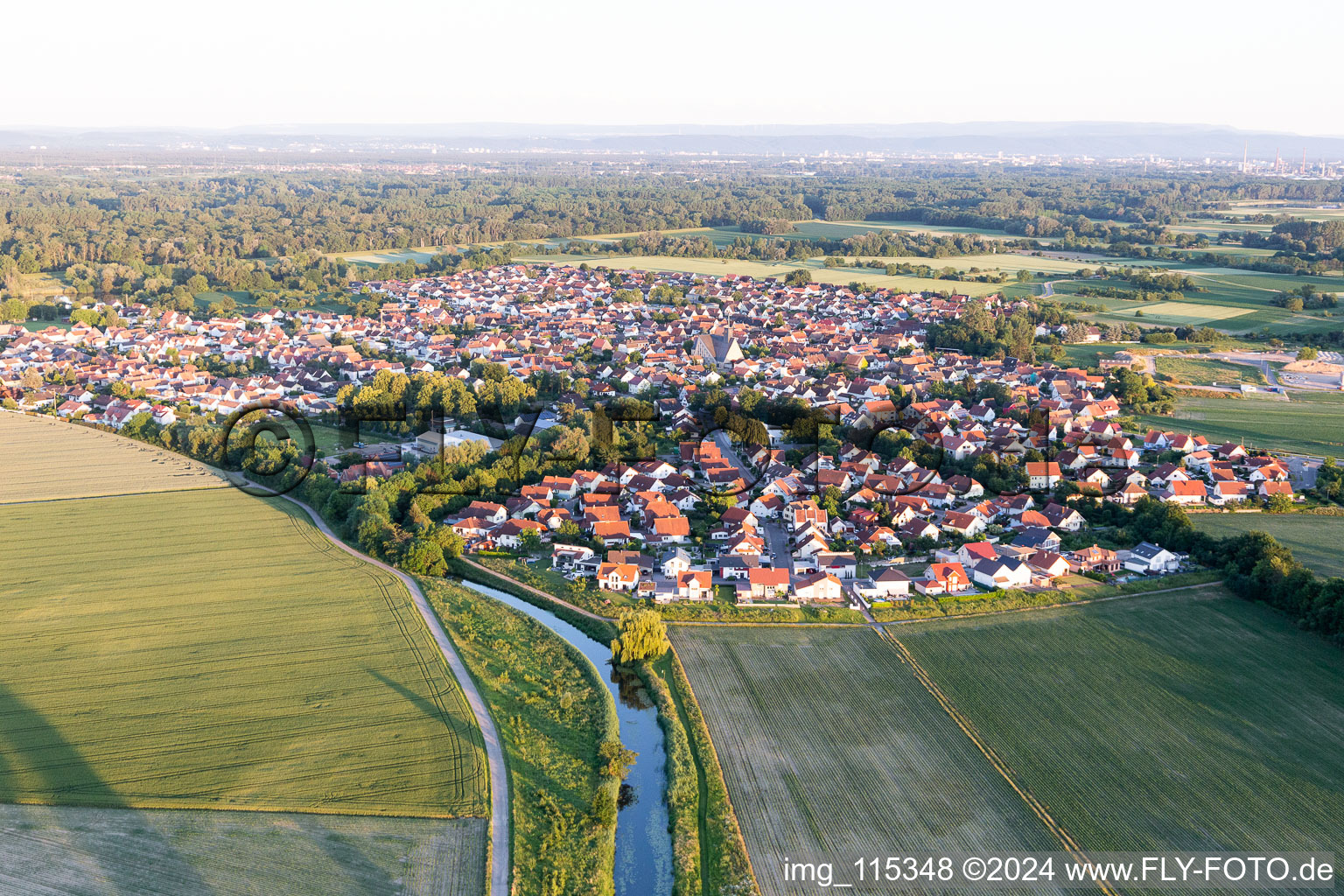 Leimersheim in the state Rhineland-Palatinate, Germany seen from a drone