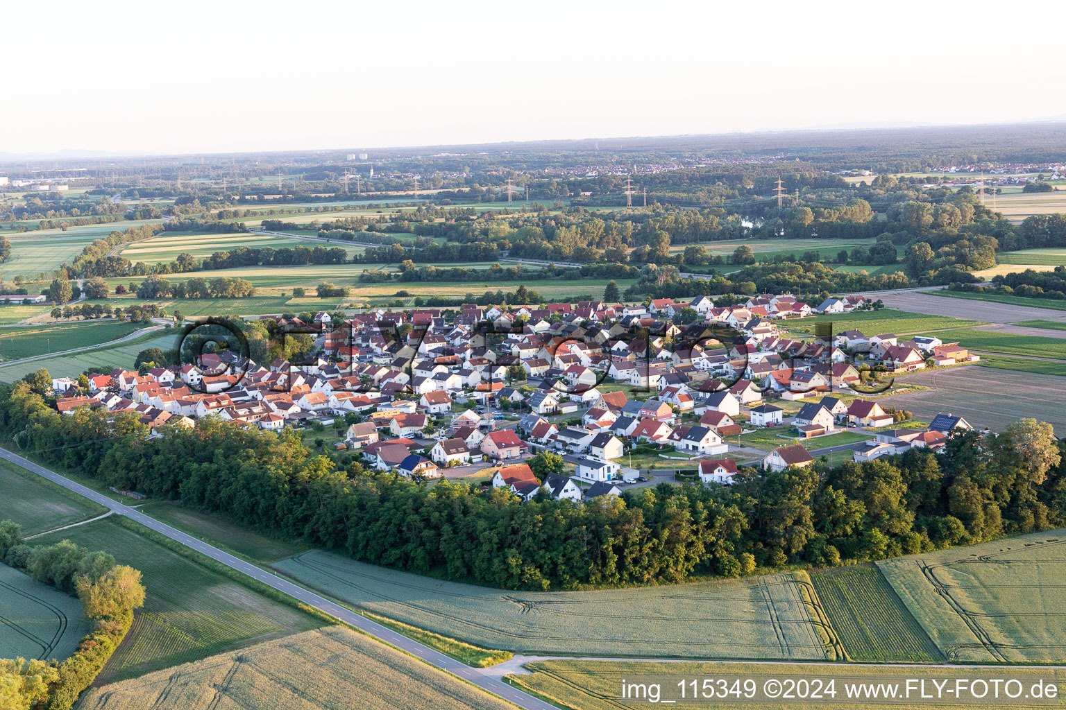 District Hardtwald in Neupotz in the state Rhineland-Palatinate, Germany out of the air