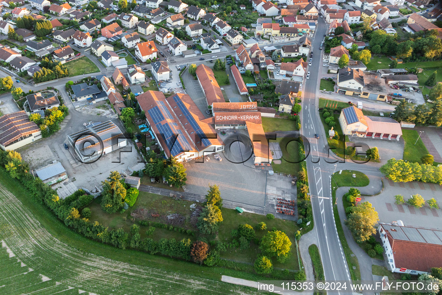 Rheinzabern in the state Rhineland-Palatinate, Germany from the drone perspective