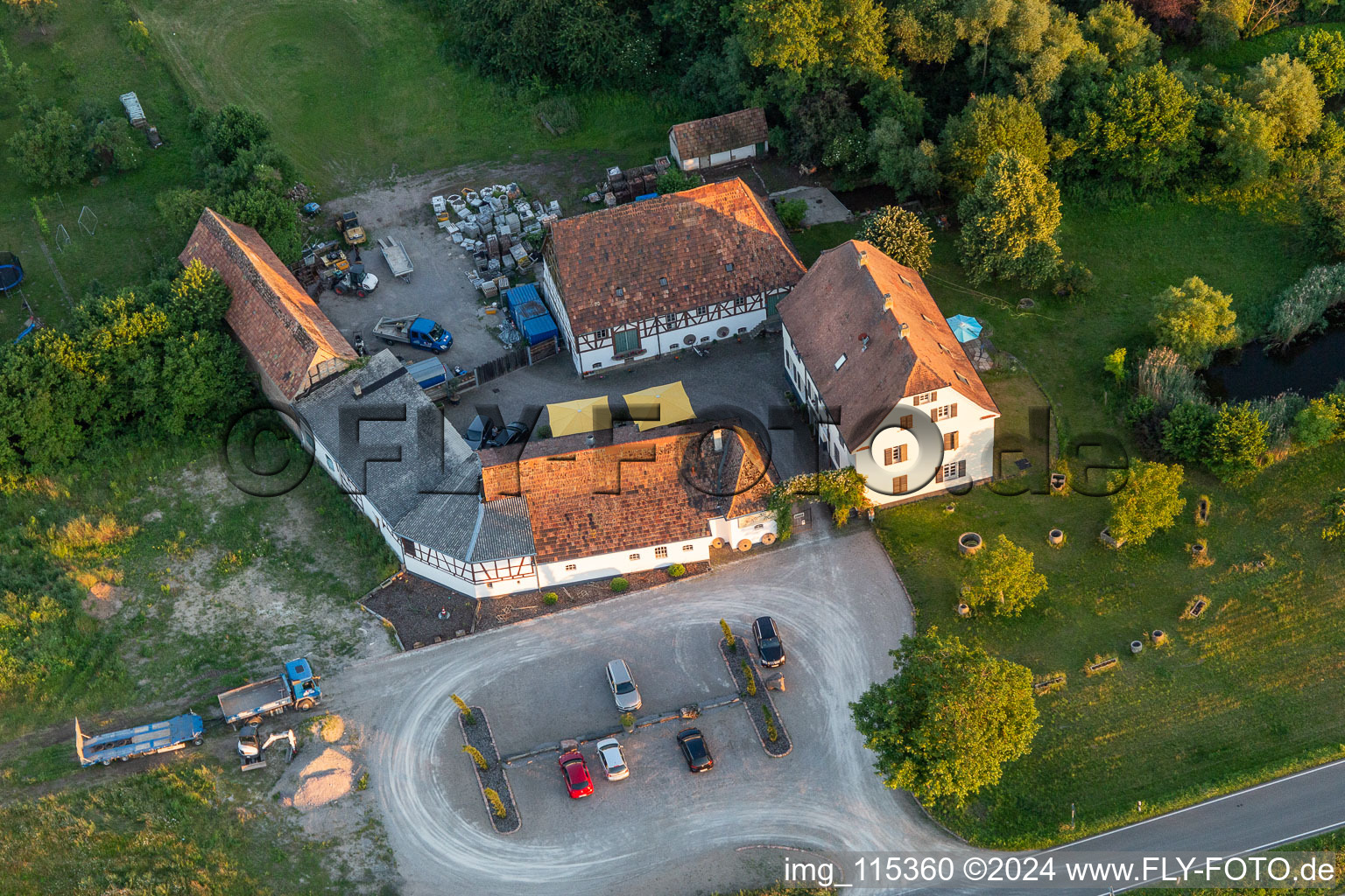 Gehrlein's Old Mill in Hatzenbühl in the state Rhineland-Palatinate, Germany out of the air