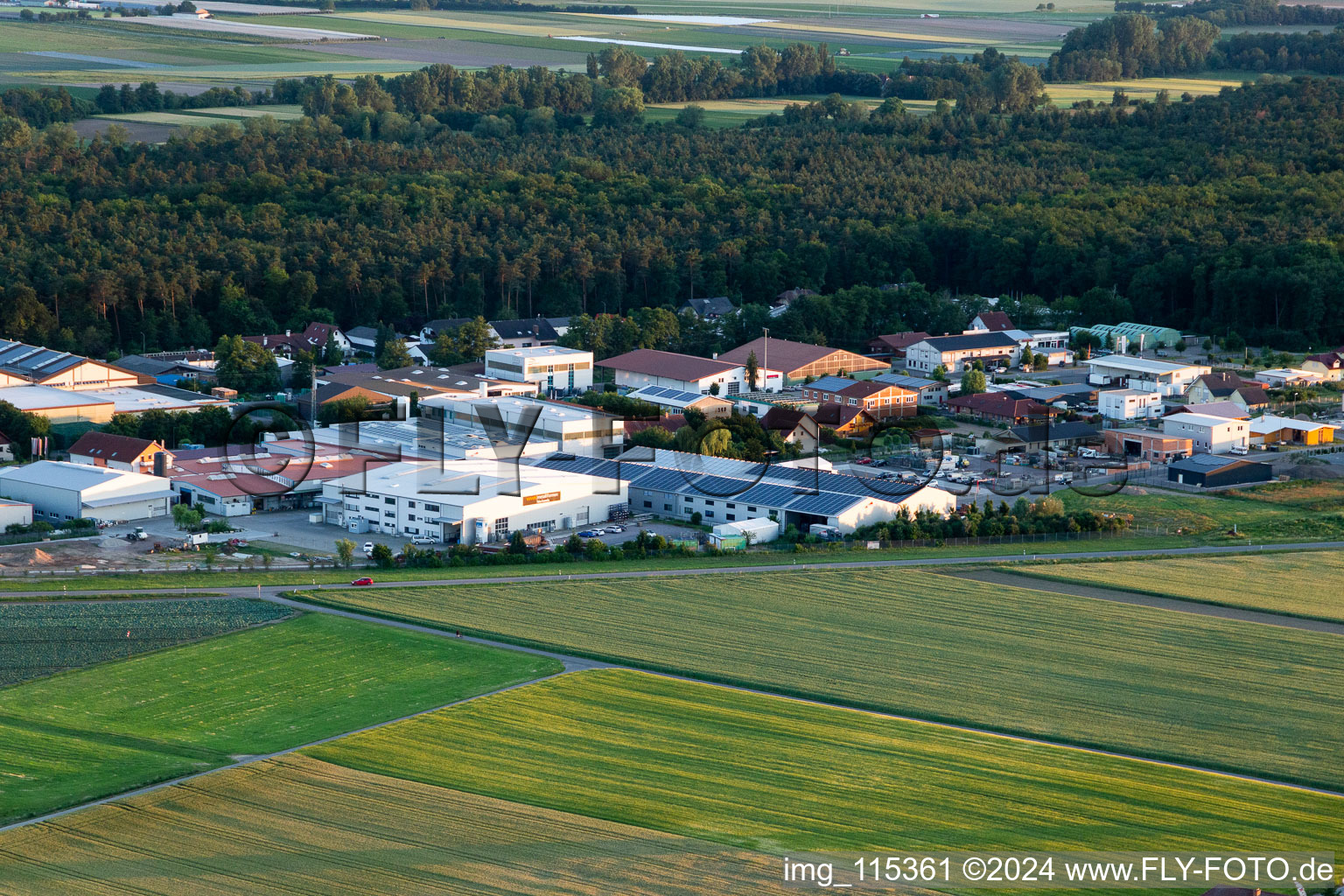 Drone recording of Im Gereut industrial estate, HGGS LaserCUT GmbH & Co. KG in Hatzenbühl in the state Rhineland-Palatinate, Germany