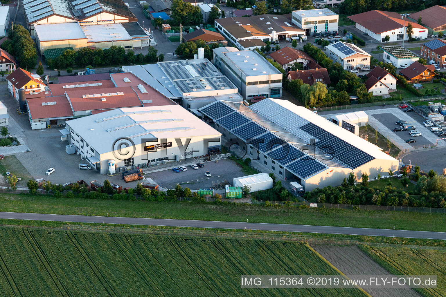 Commercial area Im Gereut, HGGS LaserCUT GmbH & Co. KG in Hatzenbühl in the state Rhineland-Palatinate, Germany from the drone perspective