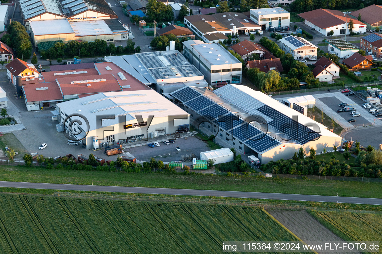 Commercial area Im Gereut, HGGS LaserCUT GmbH & Co. KG in Hatzenbühl in the state Rhineland-Palatinate, Germany from the drone perspective