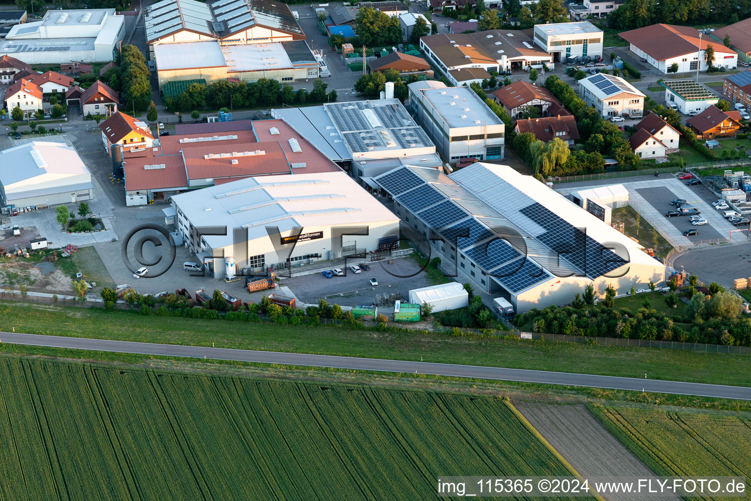 Im Gereut industrial estate, HGGS LaserCUT GmbH & Co. KG in Hatzenbühl in the state Rhineland-Palatinate, Germany from a drone