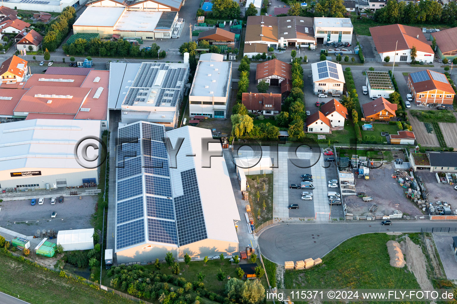 Aerial photograpy of Im Gereut industrial estate, HGGS LaserCUT GmbH & Co. KG in Hatzenbühl in the state Rhineland-Palatinate, Germany