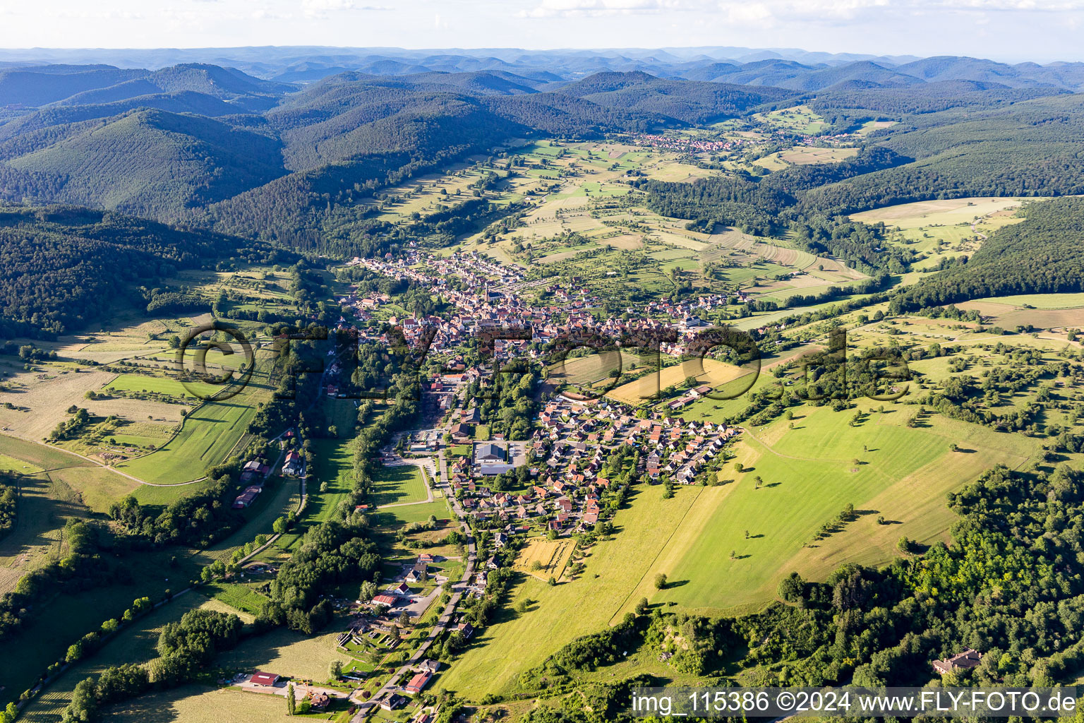 Lembach in the state Bas-Rhin, France seen from a drone