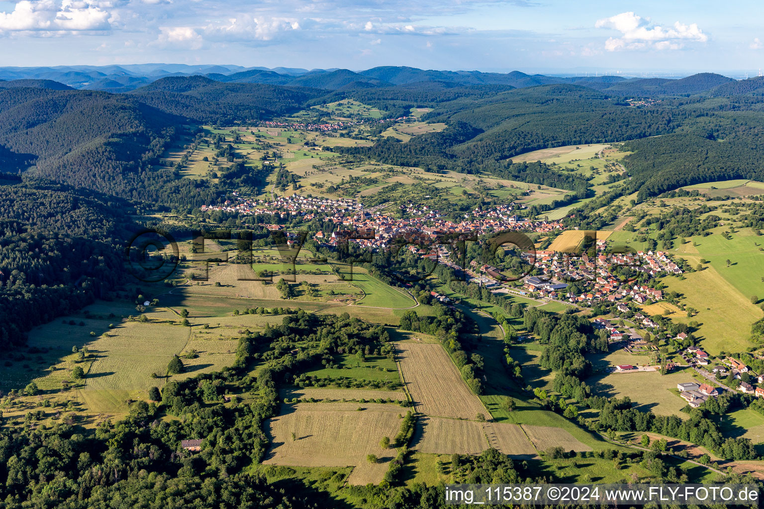 Aerial view of Lembach in the state Bas-Rhin, France