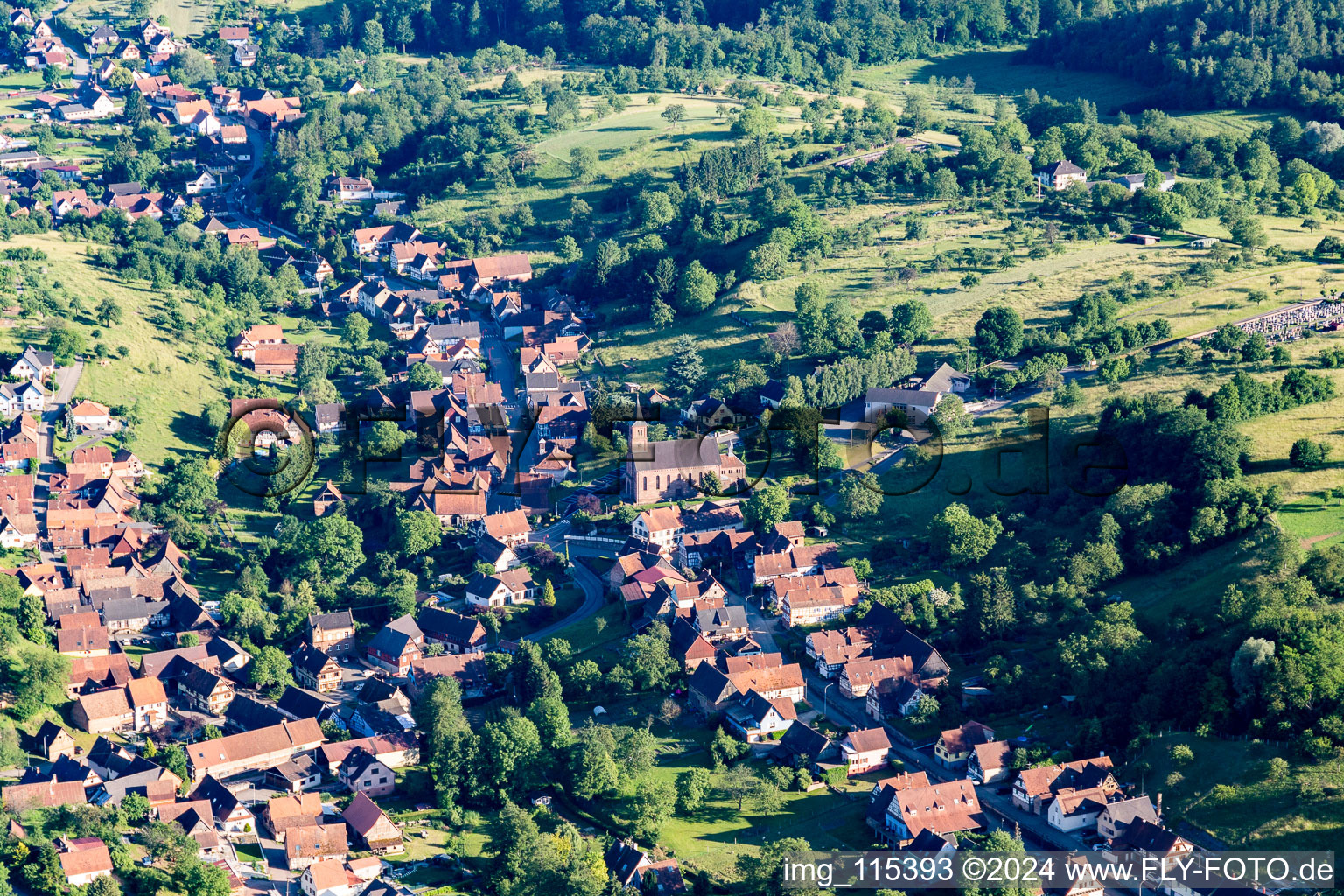 Aerial photograpy of Langensoultzbach in the state Bas-Rhin, France