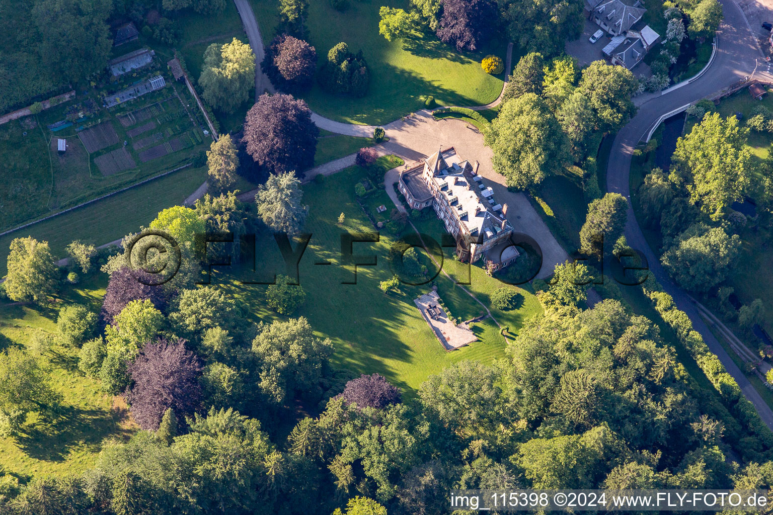 Complex of the hotel building Domaine Jaegerthal in a green valley in the district Jaegerthal in Windstein in Grand Est, France