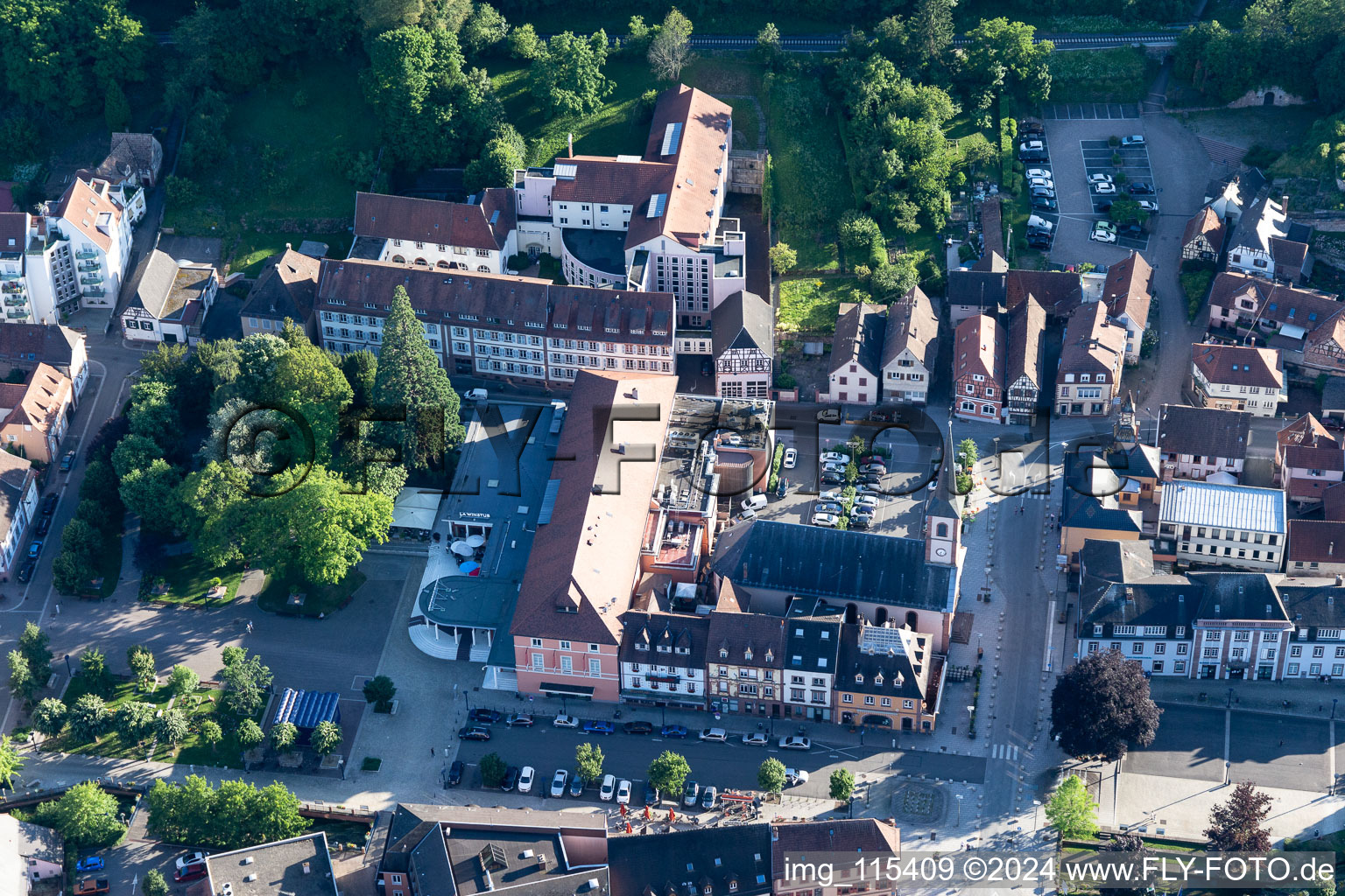 Aerial photograpy of Niederbronn-les-Bains in the state Bas-Rhin, France