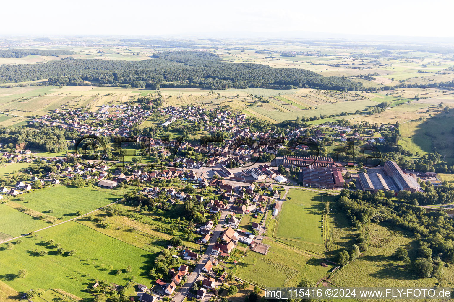 Zinswiller in the state Bas-Rhin, France from a drone