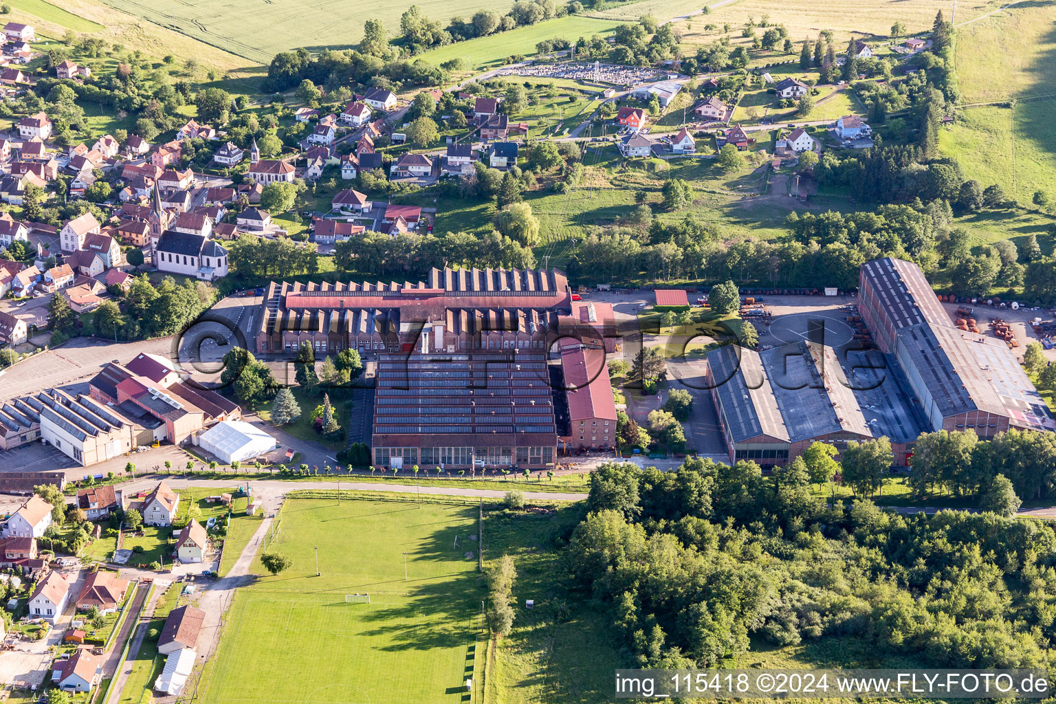 Oberbronn in the state Bas-Rhin, France from above