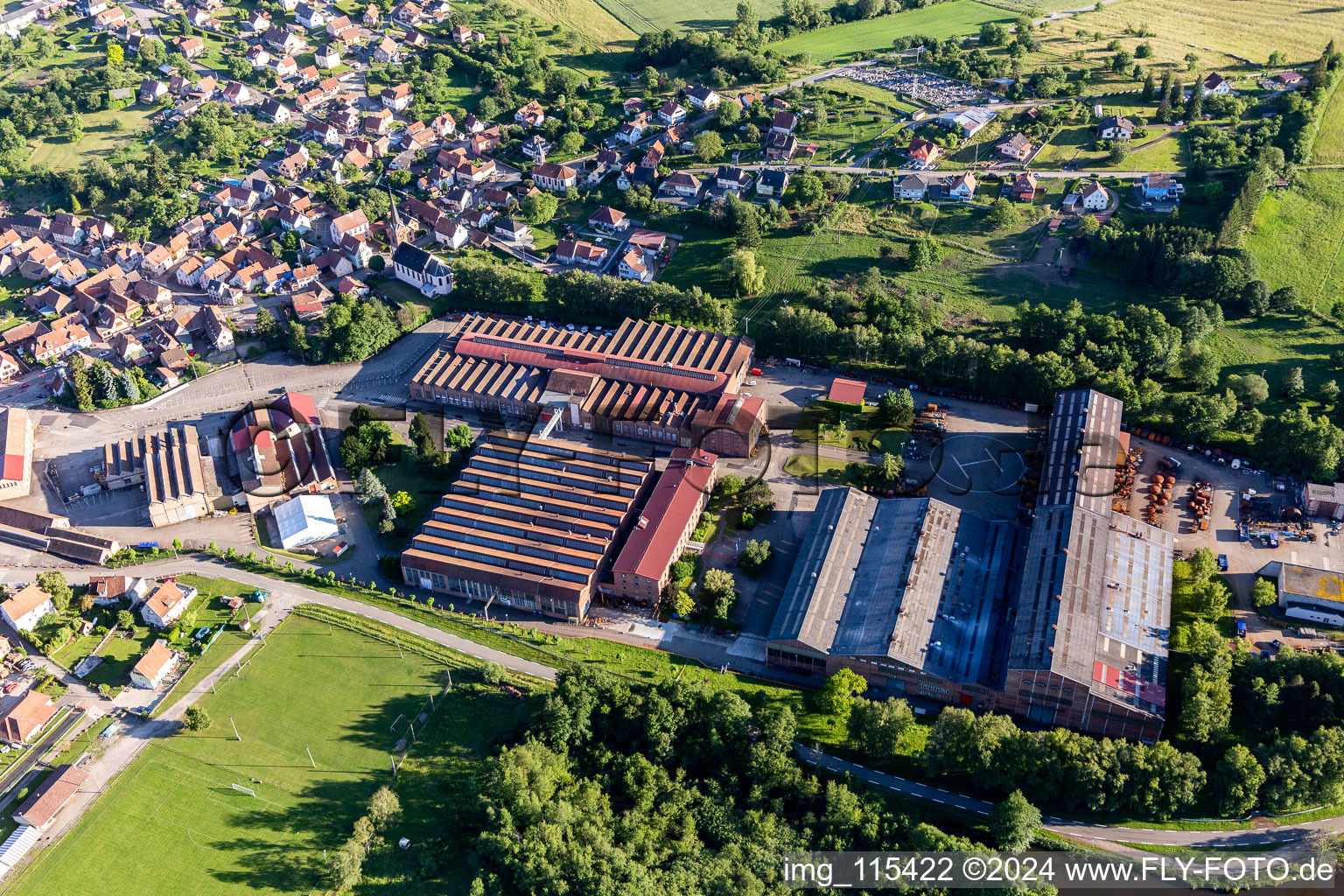 Oberbronn in the state Bas-Rhin, France seen from above