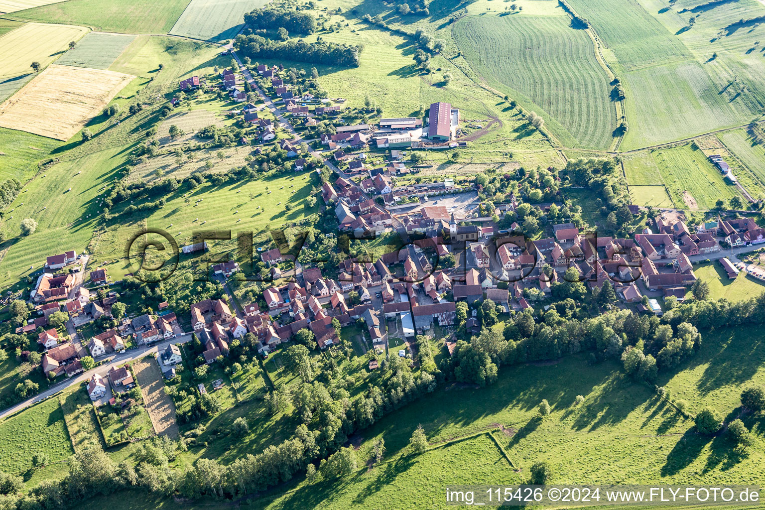 Bird's eye view of Bischholtz in the state Bas-Rhin, France