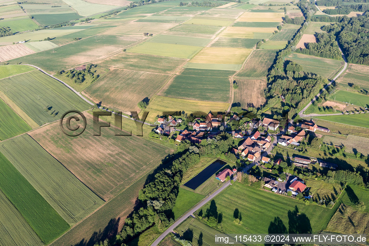 Aerial view of Niefern Mill in Uhrwiller in the state Bas-Rhin, France