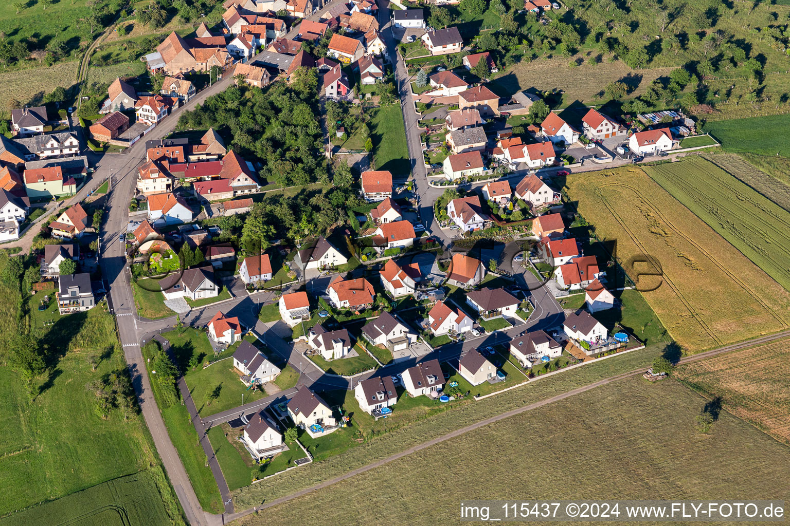 Aerial view of Kindwiller in the state Bas-Rhin, France