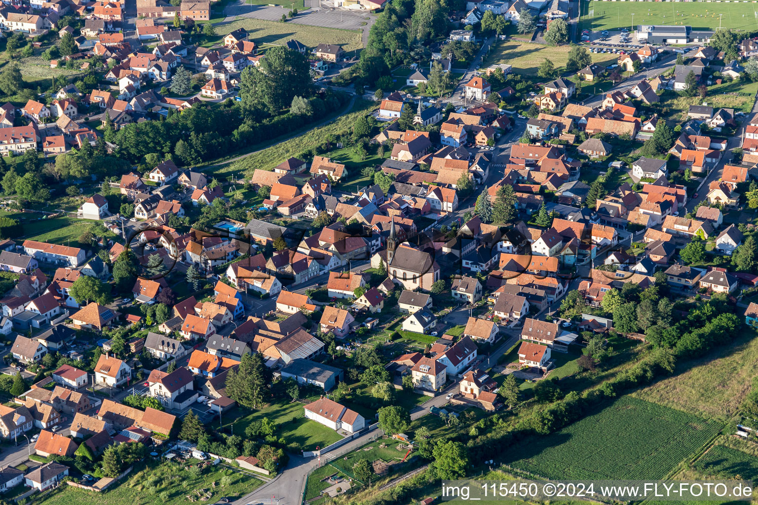 Niedermodern in the state Bas-Rhin, France from above