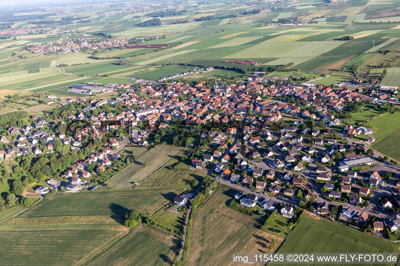 Oblique view of Dauendorf in the state Bas-Rhin, France