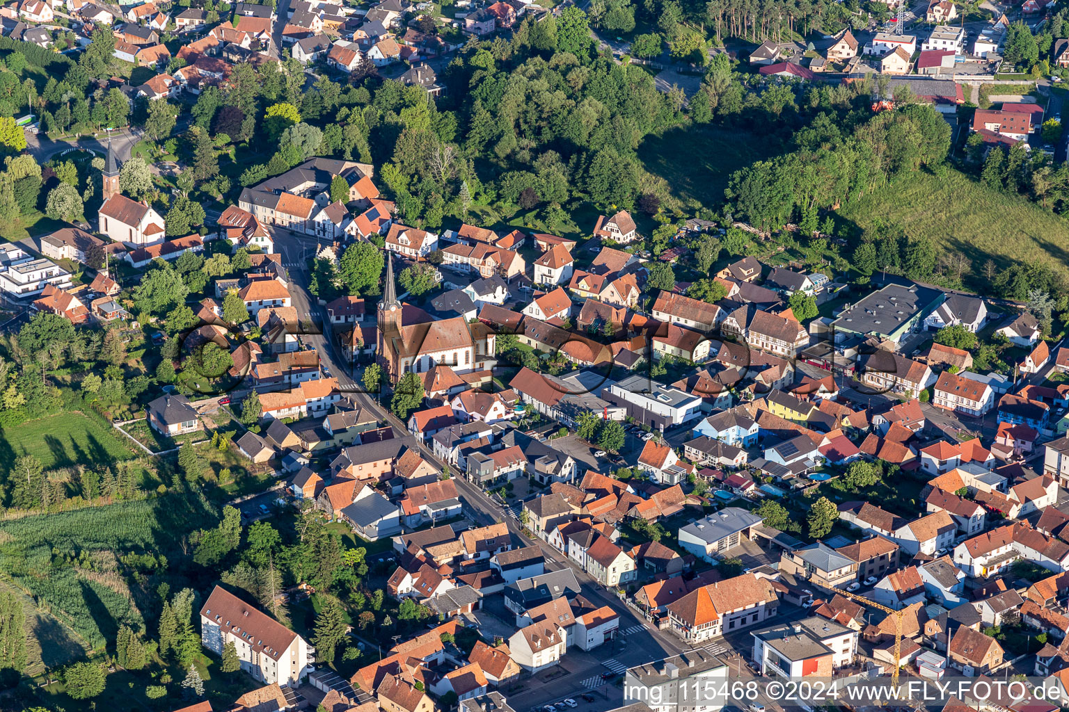 Aerial photograpy of Schweighouse-sur-Moder in the state Bas-Rhin, France